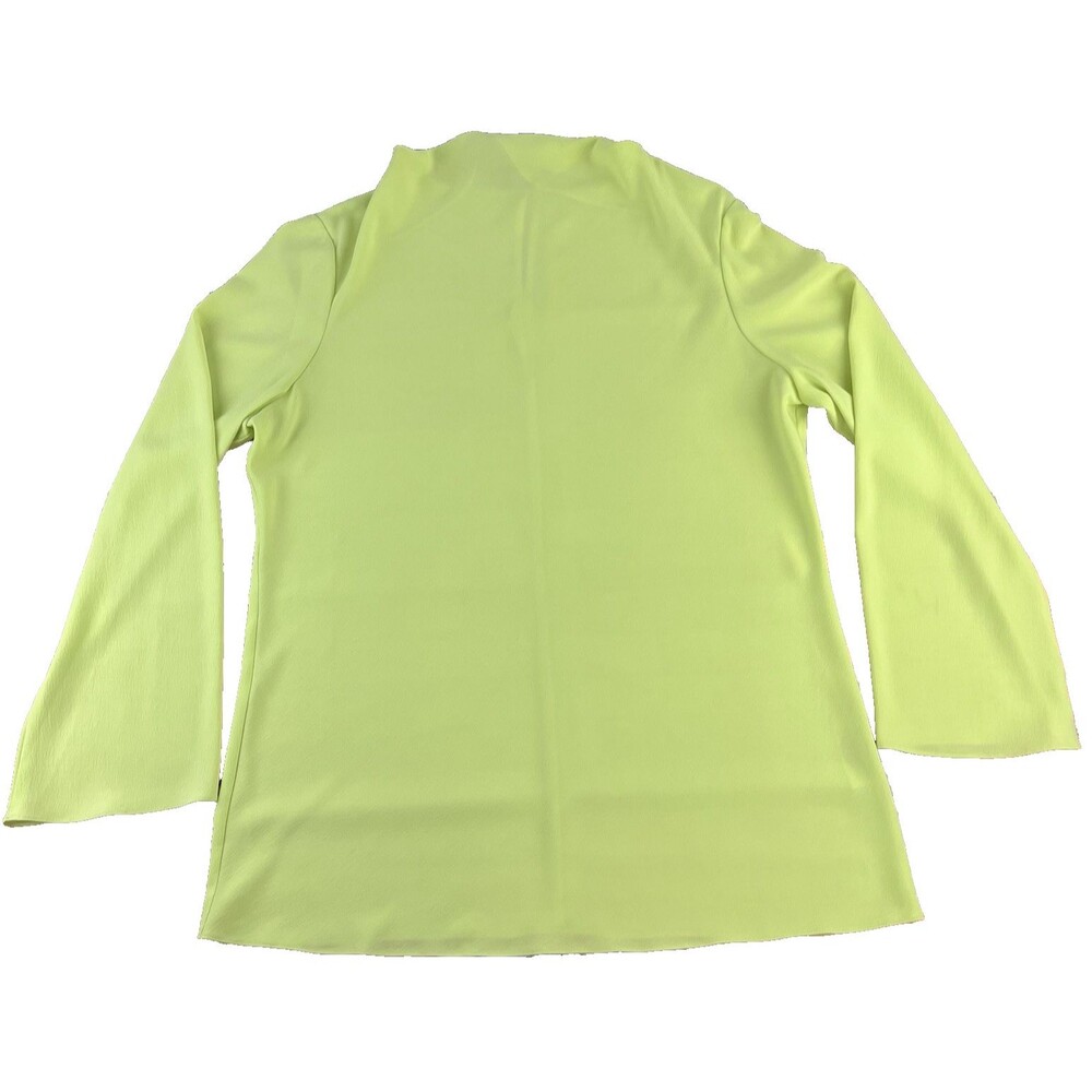 MM. LAFLEUR Blouse XL Crepe Tunic Drape Cowl Neck Long Sleeve Back Keyhole Lime